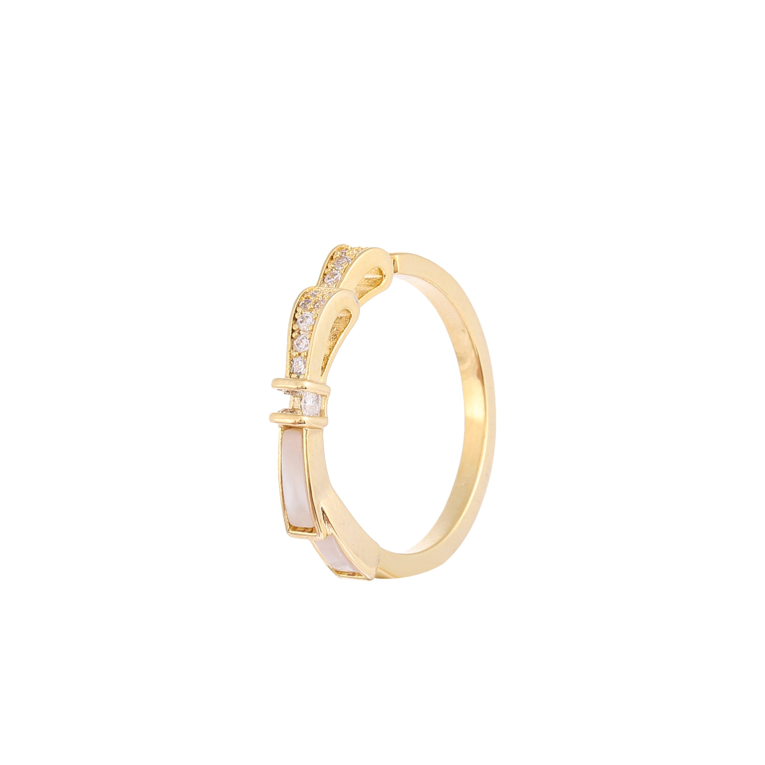 Gold Tone Baguette Cubic Zirconia Belt Buckle Open Ring
