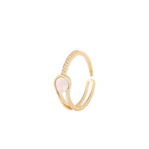 Gold Tone Geometric Oval Hollow Adjustable Open Ring