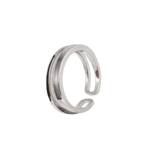 Silver Tone Double Thin Band Adjustable Open Stacking Ring