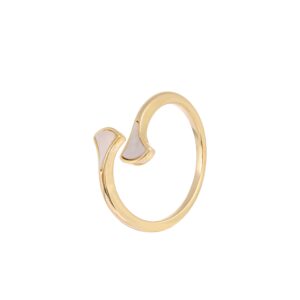 Gold Tone Double Fan Shell Open Adjustable Ring