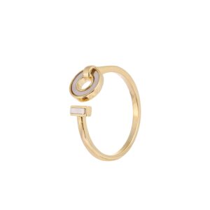 Gold Tone Double Circle Hollow Geometric Adjustable Open Ring