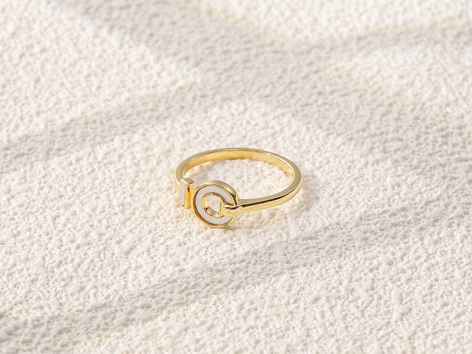 Gold Tone Double Circle Hollow Geometric Adjustable Open Ring - 图片 2