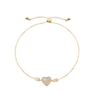 Heart Shell Zircon Slider Adjustable Gold Bracelet