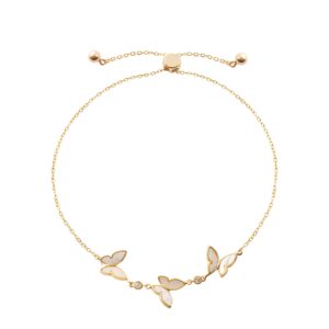 Butterfly Shell Slider Adjustable Gold Bracelet