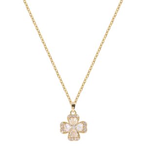 Butterfly Zircon Pendant Necklace, Gold Silver Two‑Tone