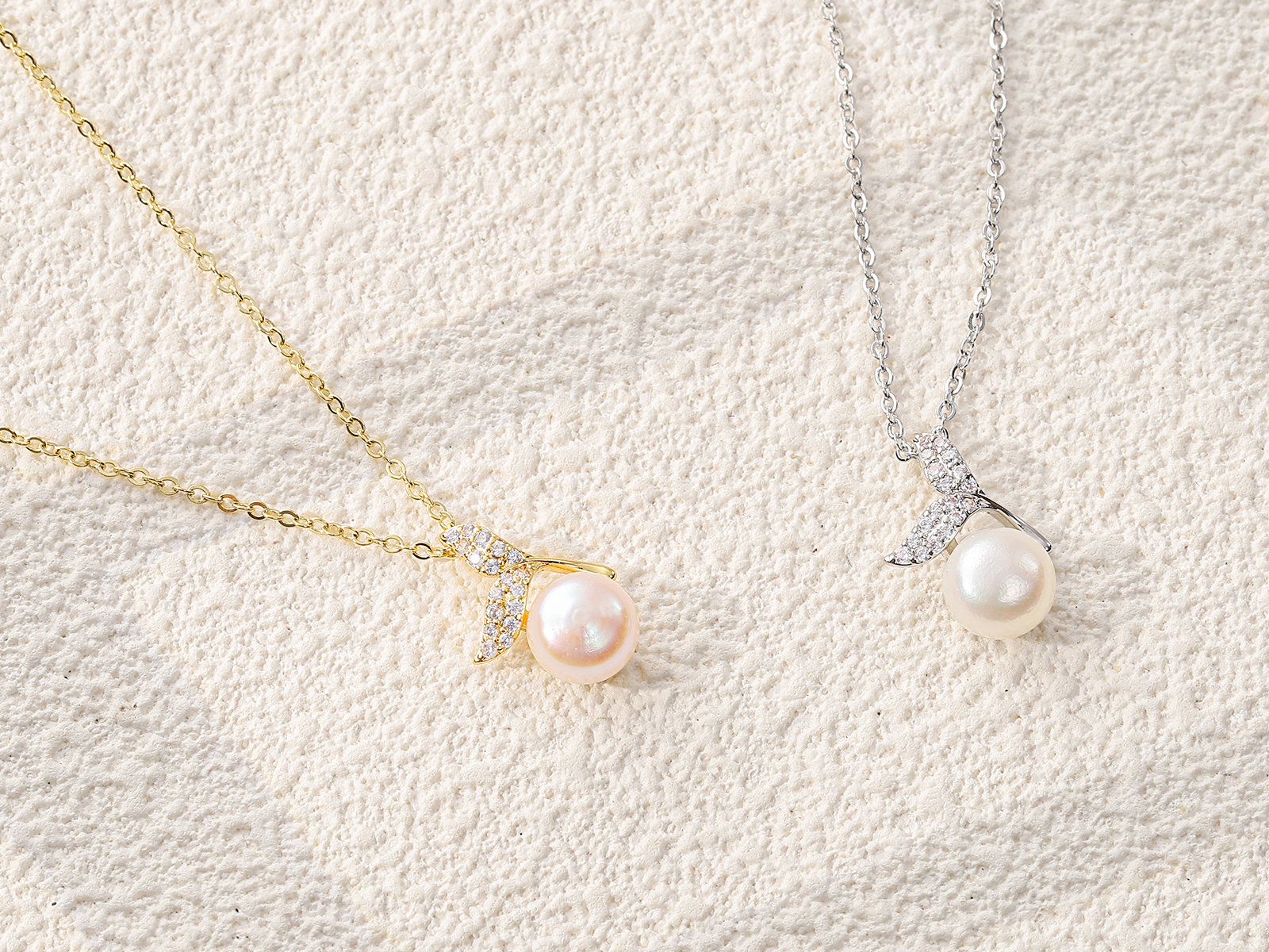 Leaf Zircon Imitation Pearl Pendant Necklace - 图片 2