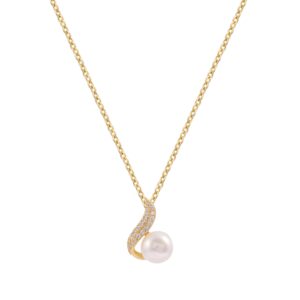Curved Zircon Wrap Imitation Pearl Necklace