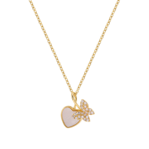 Butterfly Heart Shell Pendant Necklace